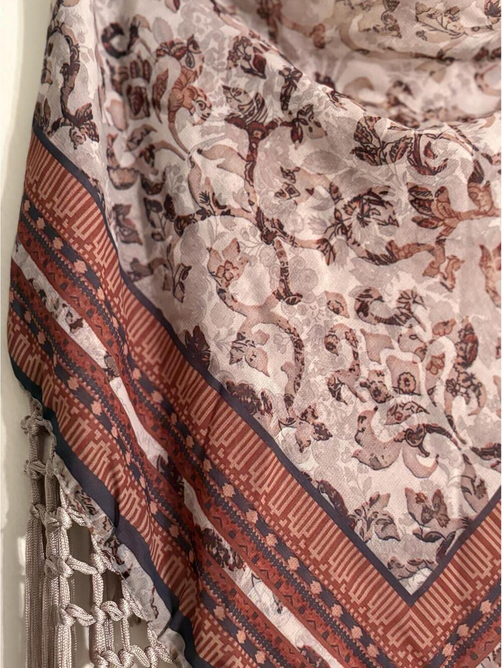 Boho Paisley Bandana Scarf Top Fringe Hem Festival Western Cowgirl Handkerchief - Picture 2 of 7
